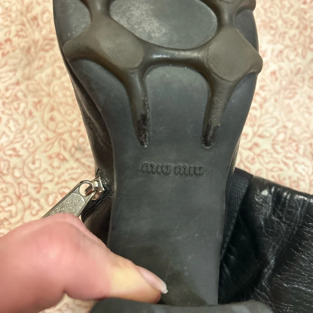 Vintage Miu Miu Black Heeled Leather Boots - Picture 8 of 10